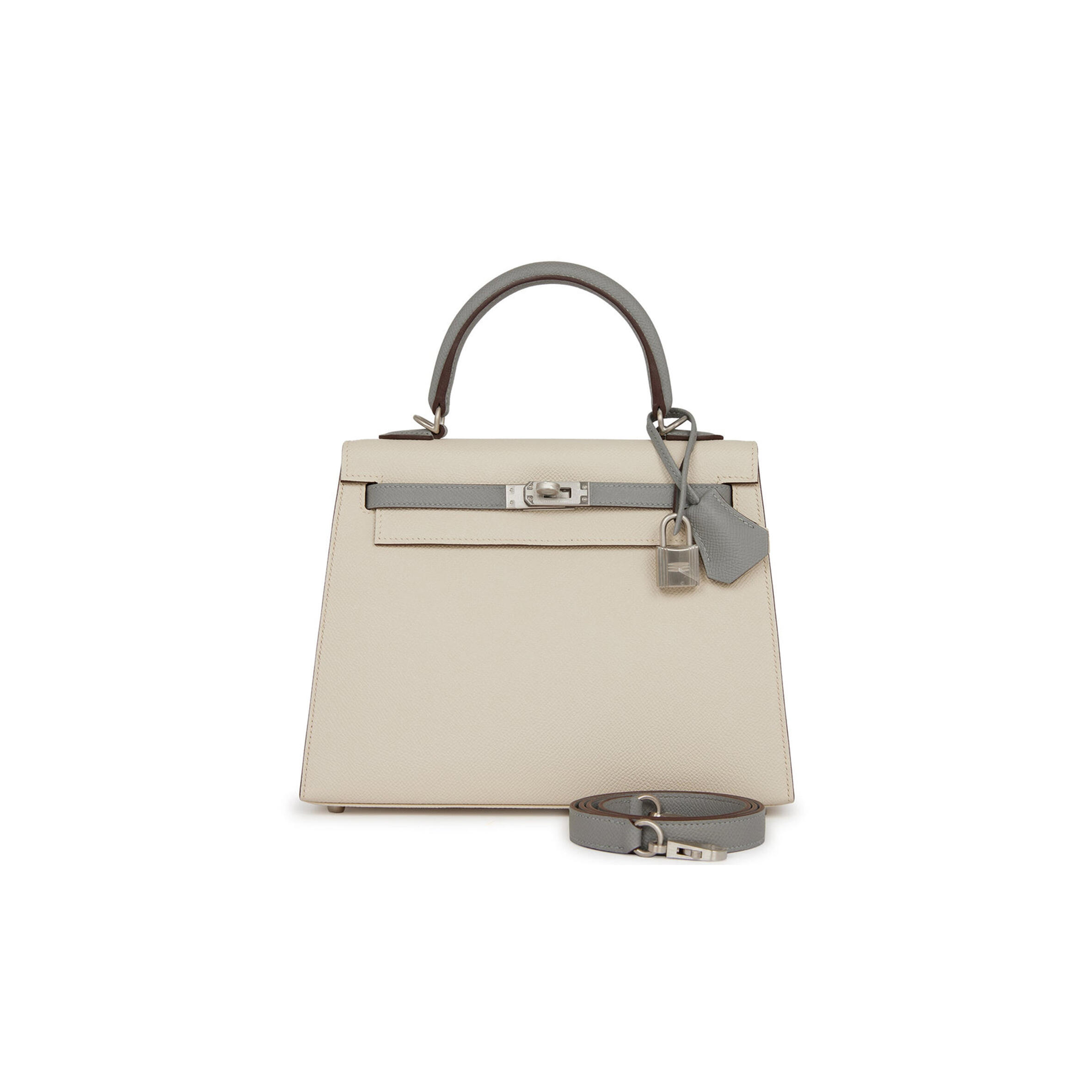 HERMES KELLY 25 EPSOM BRUSHED PALLADIUM HARDWARE (25*17*7cm)